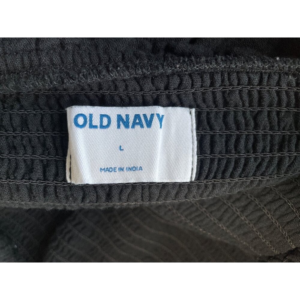 Old Navy Romper Size Small Smocked Ruffle Square Neck Tie Shoulder Black Summer - Picture 4 of 10